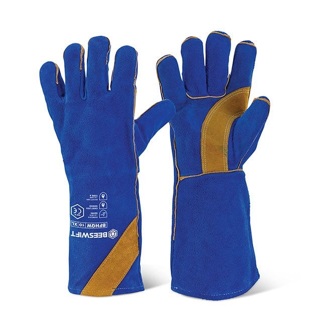 Beeswift Beeswift CAT2 BLUE GOLD HQ WELDERS GAUNTLET Bx 10