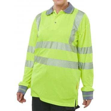 Hiviz executive long sleeve polo sat yellow