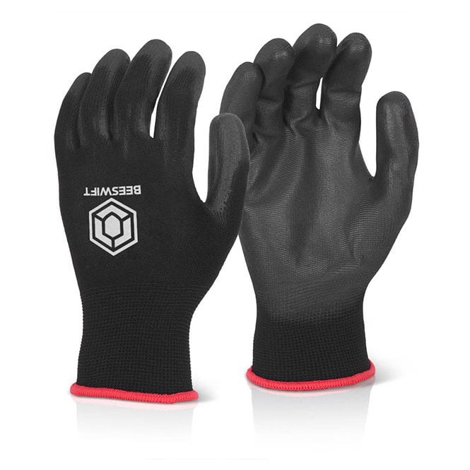 Beeswift Beeswift PU COATED GLOVE BLACK Bx 10