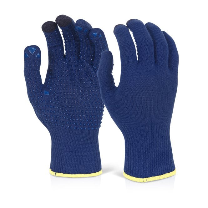 Beeswift Beeswift TOUCH SCREEN KNITTED GLOVE BLUE Bx 10