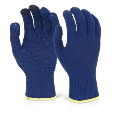 TOUCH SCREEN KNITTED GLOVE BLUE Bx 10