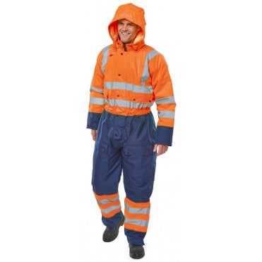 Two tone hiviz thermal waterproof coverall or/n