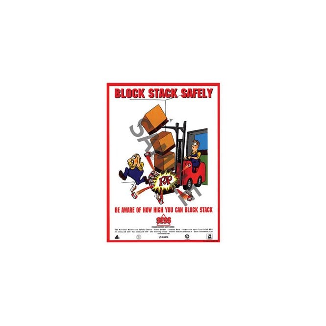 "Block stack safely" - A3 Laminated Poster SP09
