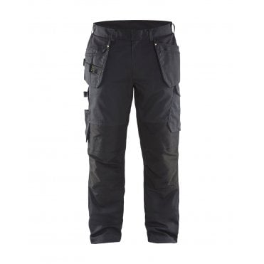 1496 Service Trousers with Stretch and Tool Pockets Black/Hi-Vis Yellow
