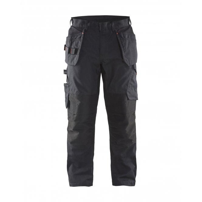 BLÅKLÄDER 1496 Service Trousers with Stretch and Tool Pockets Black/Red