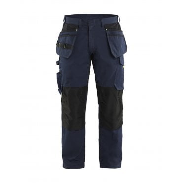 1496 Service Trousers with Stretch and Tool Pockets Dark Navy/Hi-Vis Yellow