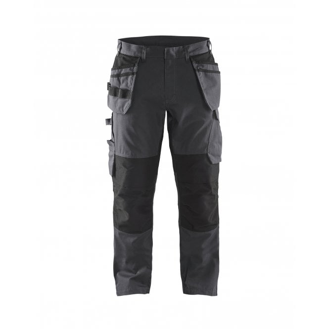 BLÅKLÄDER 1496 Service Trousers with Stretch and Tool Pockets Mid Grey/Black