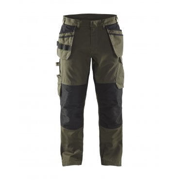 1496 Service Trousers with Stretch and Tool Pockets Olive Green/Black