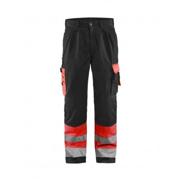 1584 Hi-Vis Trousers Class 1 Hi-Vis Red/Black