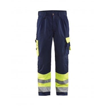 1584 Hi-Vis Trousers Class 1 Hi-Vis Yellow/Navy