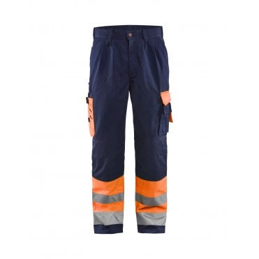 1584 Hi-Vis Trousers Class 1 Orange/Navy Blue