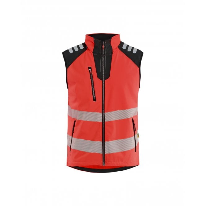 BLÅKLÄDER 3091 Softshell Vest Hi-Vis - Red Hi-vis/Black