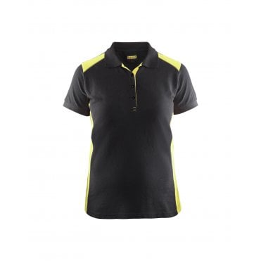 3390 Womens Polo Shirt - Black/Hi-Vis Yellow
