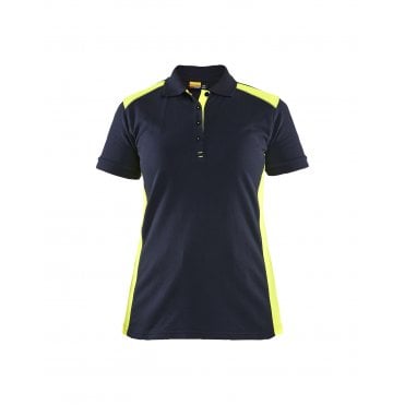 3390 Womens Polo Shirt - Dark Navy Blue/Hi-Vis Yellow