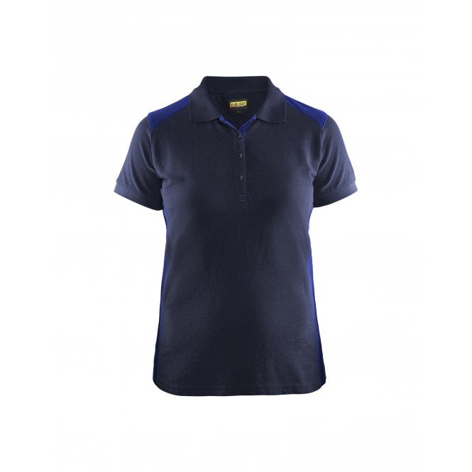 BLÅKLÄDER 3390 Womens Polo Shirt - Navy Blue/Cornflower Blue