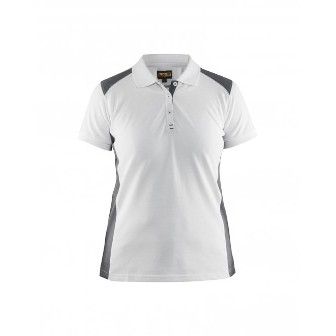BLÅKLÄDER 3390 Womens Polo Shirt - White/Dark Grey