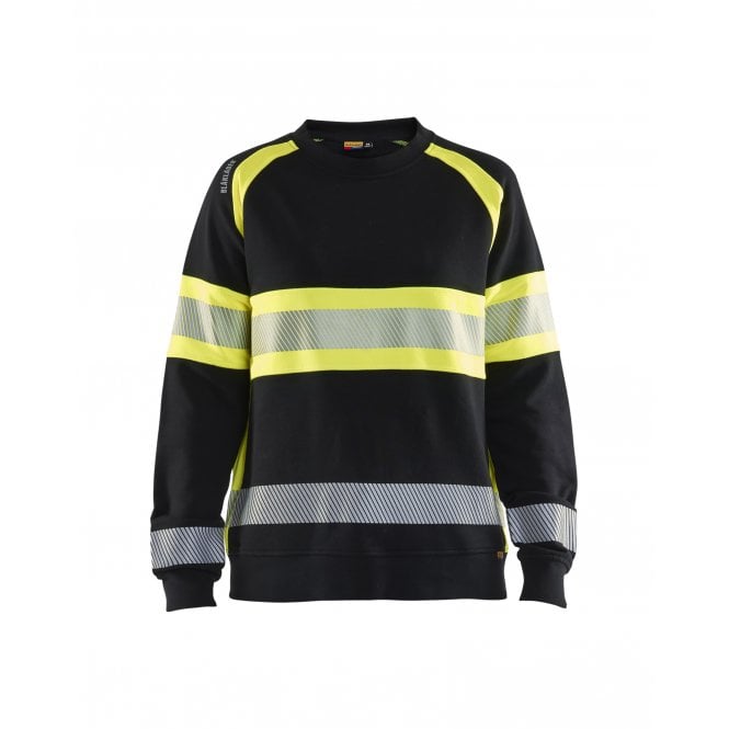 BLÅKLÄDER 3409 Womens Hi-Vis Sweatshirt - Black/Hi-Vis Yellow