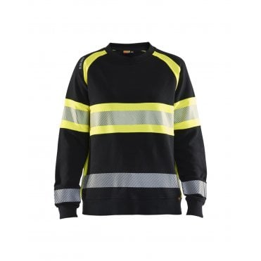 3409 Womens Hi-Vis Sweatshirt - Black/Hi-Vis Yellow