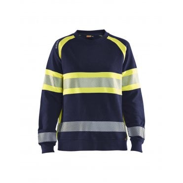 3409 Womens Hi-Vis Sweatshirt - Navy Blue/Hi-Vis Yellow
