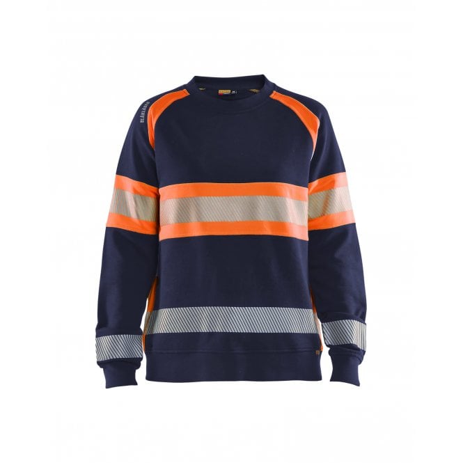 BLÅKLÄDER 3409 Womens Hi-Vis Sweatshirt - Navy Blue/Orange