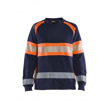 3409 Womens Hi-Vis Sweatshirt - Navy Blue/Orange