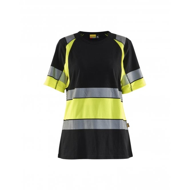 BLÅKLÄDER 3410 Womens Hi-Vis T-Shirt - Black/Hi-Vis Yellow