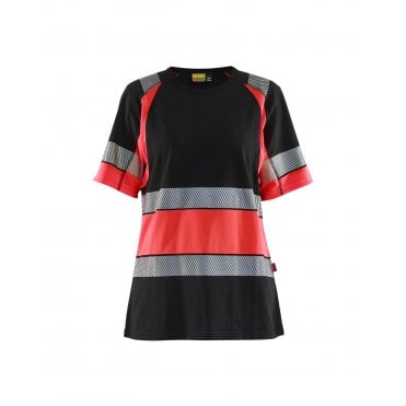 3410 Womens Hi-Vis T-Shirt - Black/Red