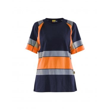 3410 Womens Hi-Vis T-Shirt - Navy Blue/Orange