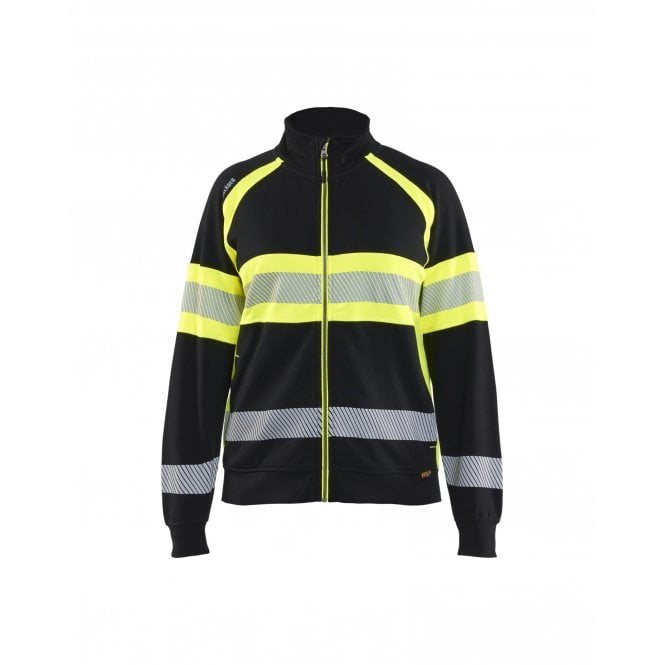 BLÅKLÄDER 3505 Womens Hi-Vis Sweatshirt - Black/Hi-Vis Yellow