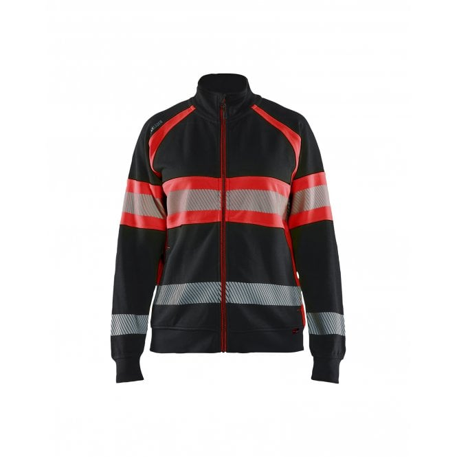 BLÅKLÄDER 3505 Womens Hi-Vis Sweatshirt - Black/Red Hi-Vis