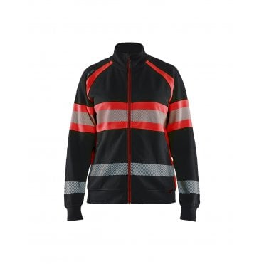 3505 Womens Hi-Vis Sweatshirt - Black/Red Hi-Vis