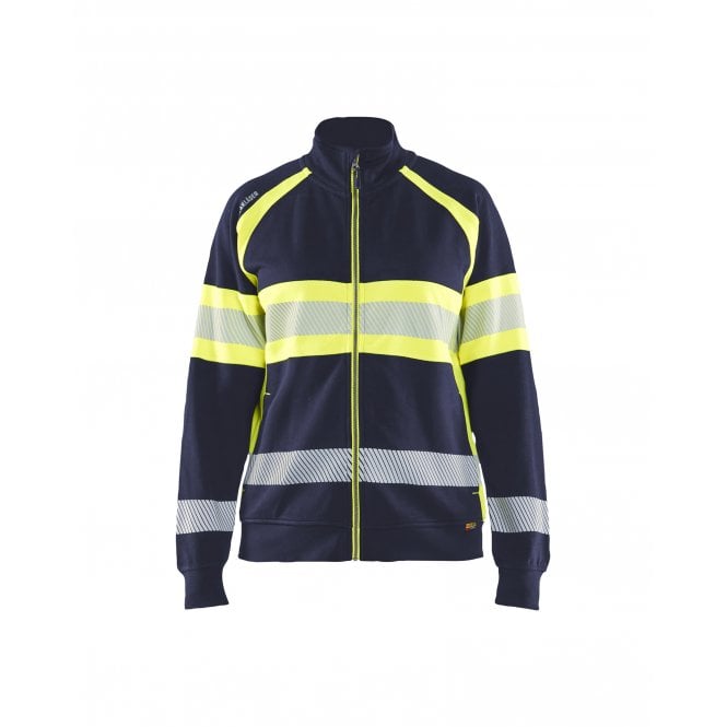 BLÅKLÄDER 3505 Womens Hi-Vis Sweatshirt - Navy Blue/Hi-Vis Yellow