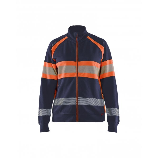 BLÅKLÄDER 3505 Womens Hi-Vis Sweatshirt - Navy Blue/Orange