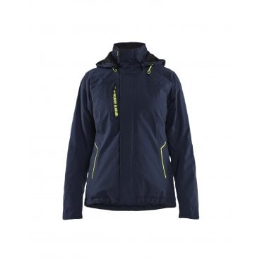 4408 Womens Lightweight lined Winter Jacket Stretch - Dark Navy/Hi-Vis Yellow