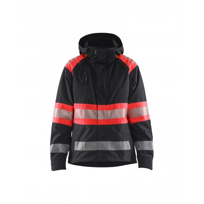 BLÅKLÄDER 4430 Womens Hi-Vis Shell Jacket - Black/Red Hi-Vis