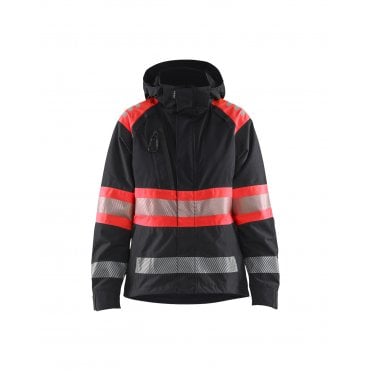 4430 Womens Hi-Vis Shell Jacket - Black/Red Hi-Vis