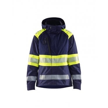 4430 Womens Hi-Vis Shell Jacket - Navy Blue/Hi-Vis Yellow