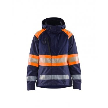 4430 Womens Hi-Vis Shell Jacket - Navy Blue/Orange