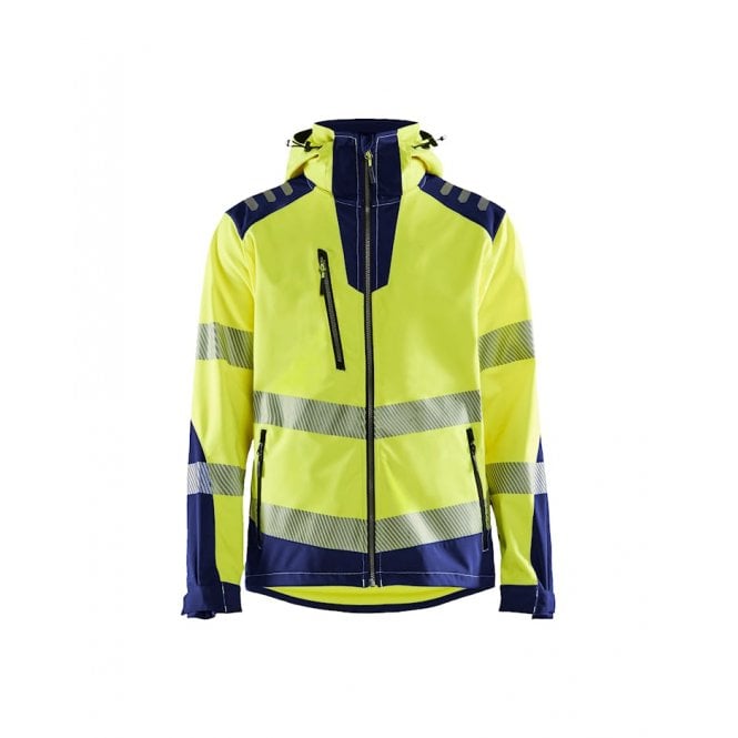 BLÅKLÄDER 4491 Hi-Vis Softshell Jacket - Hi-vis Yellow/Navy Blue