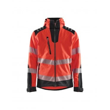 4491 Hi-Vis Softshell Jacket - Red Hi-vis/Black