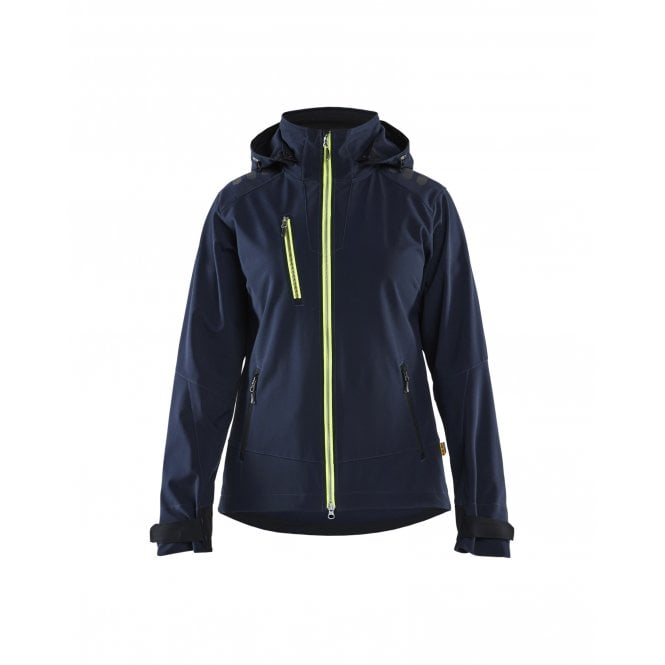 BLÅKLÄDER 4719 Womens Softshell Jacket - Dark Navy/Hi-Vis Yellow