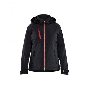 4751 Womens Lightweight Lined Winter Jacket Softshell - Black/Red