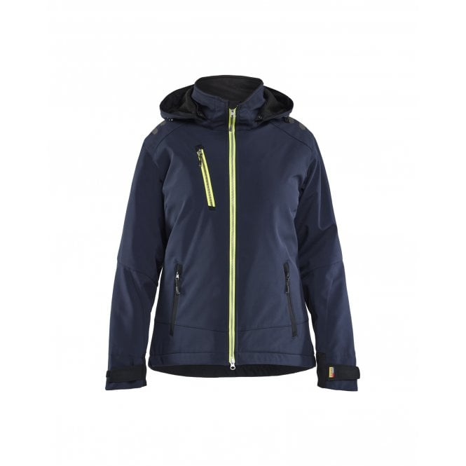 BLÅKLÄDER 4751 Womens Lightweight Lined Winter Jacket Softshell - Dark Navy/Hi-Vis Yellow
