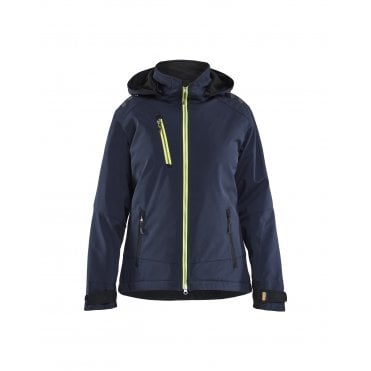 4751 Womens Lightweight Lined Winter Jacket Softshell - Dark Navy/Hi-Vis Yellow