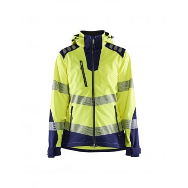 4791 Womens Hi-Vis Softshell Jacket - Hi-vis Yellow/Navy Blue