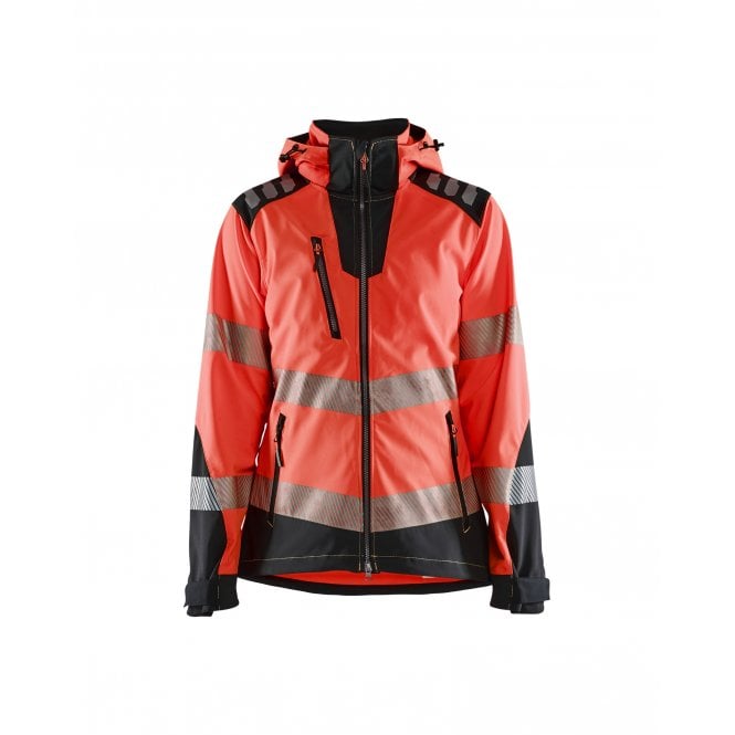 BLÅKLÄDER 4791 Womens Hi-Vis Softshell Jacket - Red Hi-vis/Black