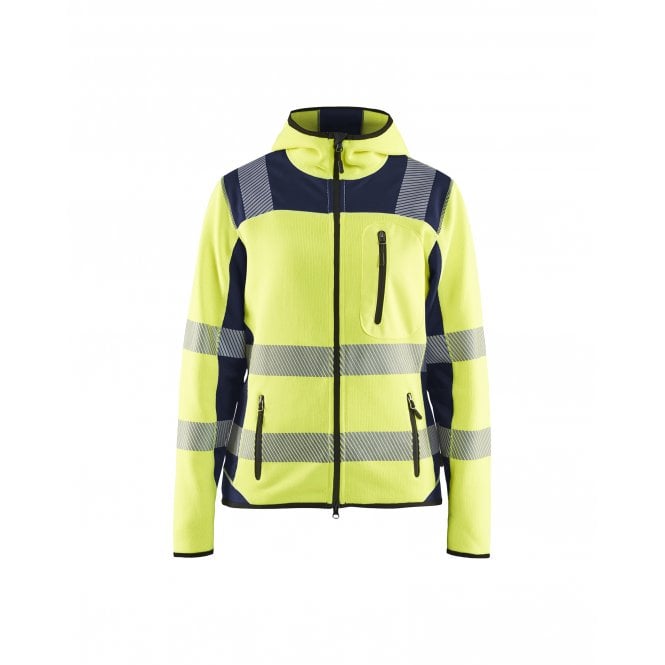 BLÅKLÄDER 4967 Womens Hi-Vis Knitted Jacket - Hi-Vis Yellow/Navy Blue