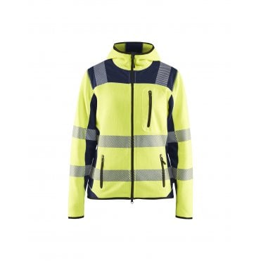 4967 Womens Hi-Vis Knitted Jacket - Hi-Vis Yellow/Navy Blue
