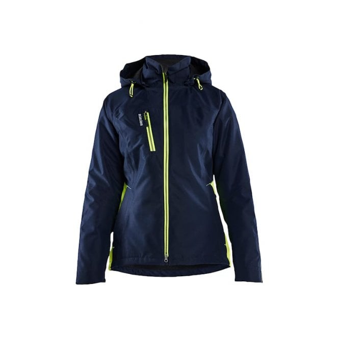 BLÅKLÄDER 4972 Womens Lightweight lined Winter Jacket - Dark Navy Blue/Hi-Vis Yellow