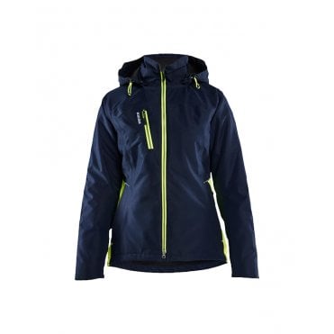 4972 Womens Lightweight lined Winter Jacket - Dark Navy Blue/Hi-Vis Yellow